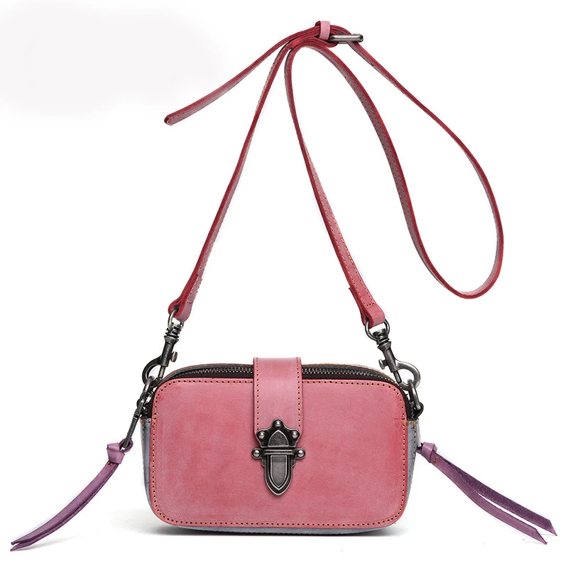 

Fog Wax Genuine Leather Women Small Purse Cross Body Bag Flap Panelled Leisure Female Vintage Messenger Single Shoulder Bags