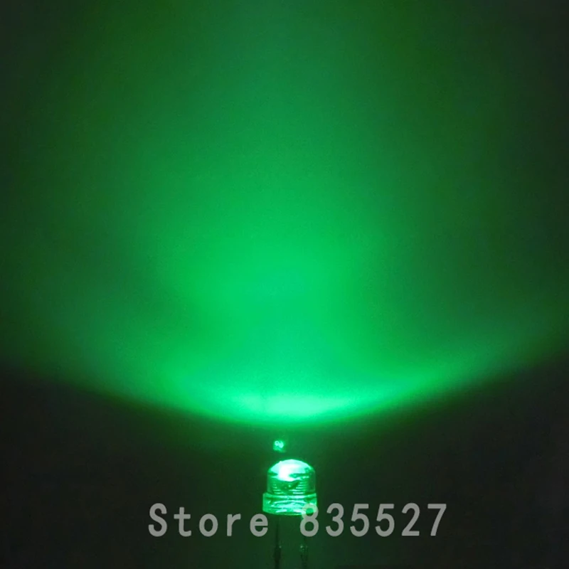 1000 шт./лот 5 мм изумрудно-зеленый светодиодный соломенный головной убор F5 большой сердечник большой чип супер яркий светодиодный светоизлучающий диодный светильник DIY светильник s