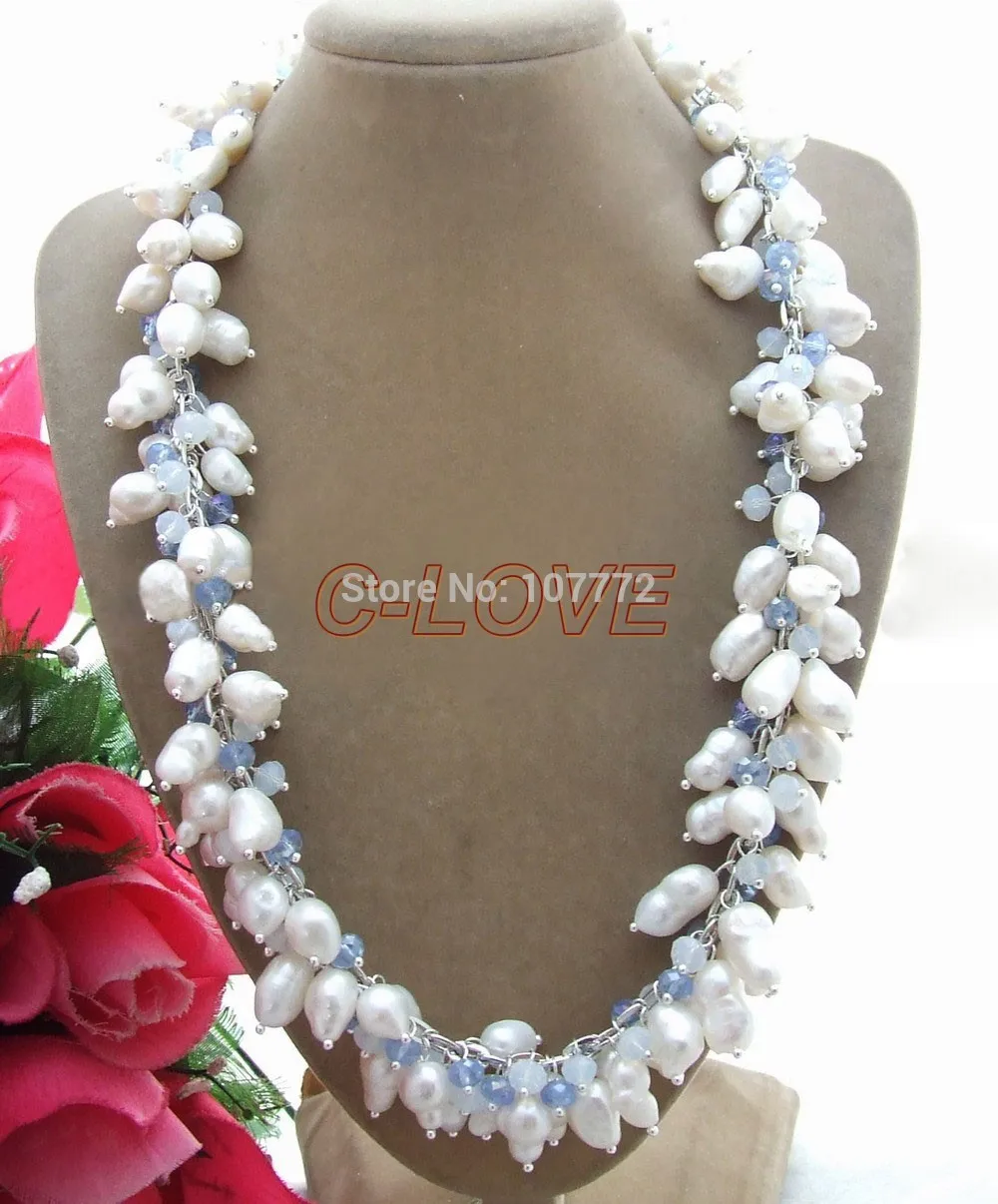 

21" Baroque Pearl&Crystal Necklace free shippment