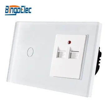 

Bingoelec Eu Standard 1Gang 1/2 Way Touch Switch With 3.1A 3100MA USB Wall Charging Socket Crystal Toughened Glass Panel