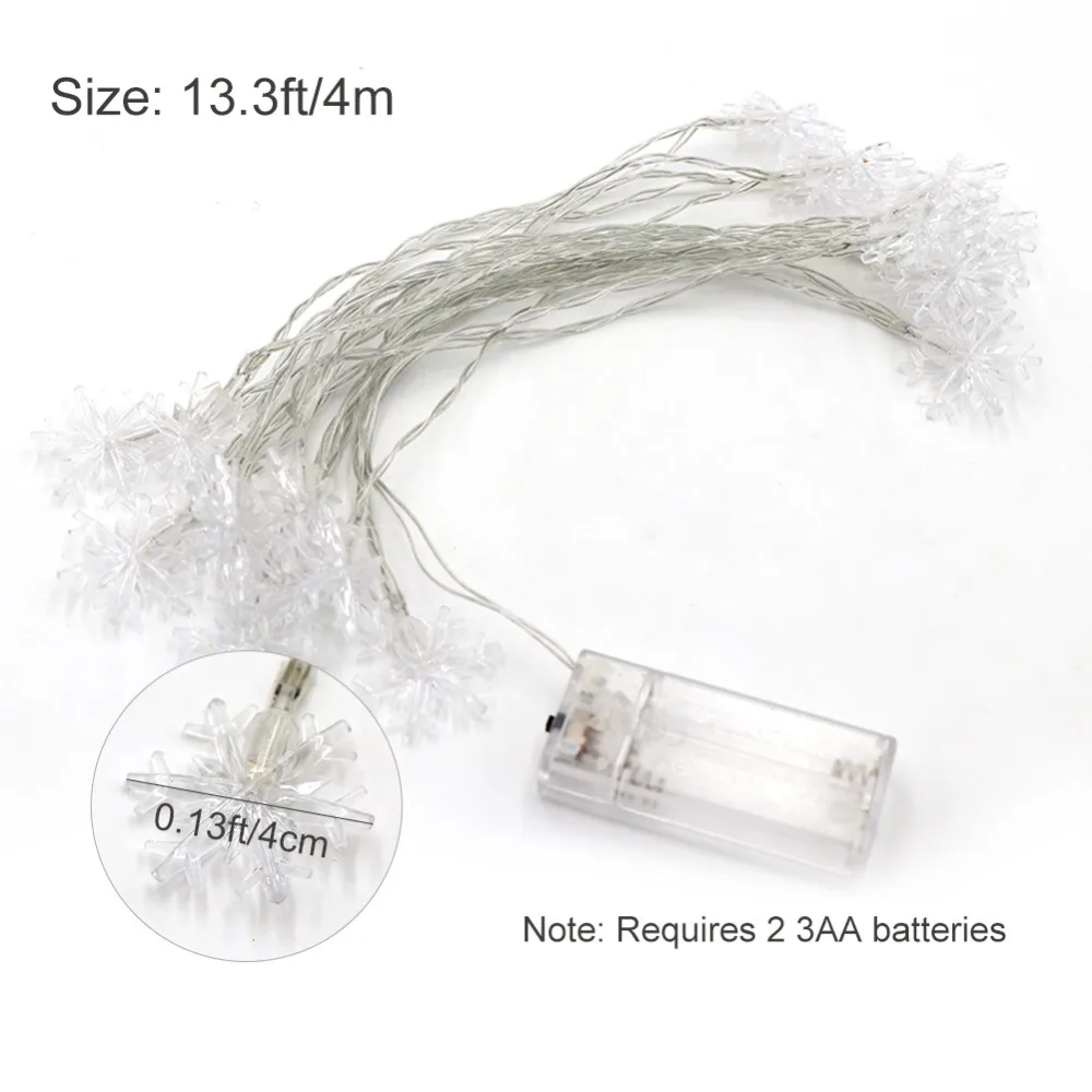 OurWarm 4M 20 Head Snowflake LED Light String Frozen Party Snowflake Window Garland Wedding Christmas Decorative Light