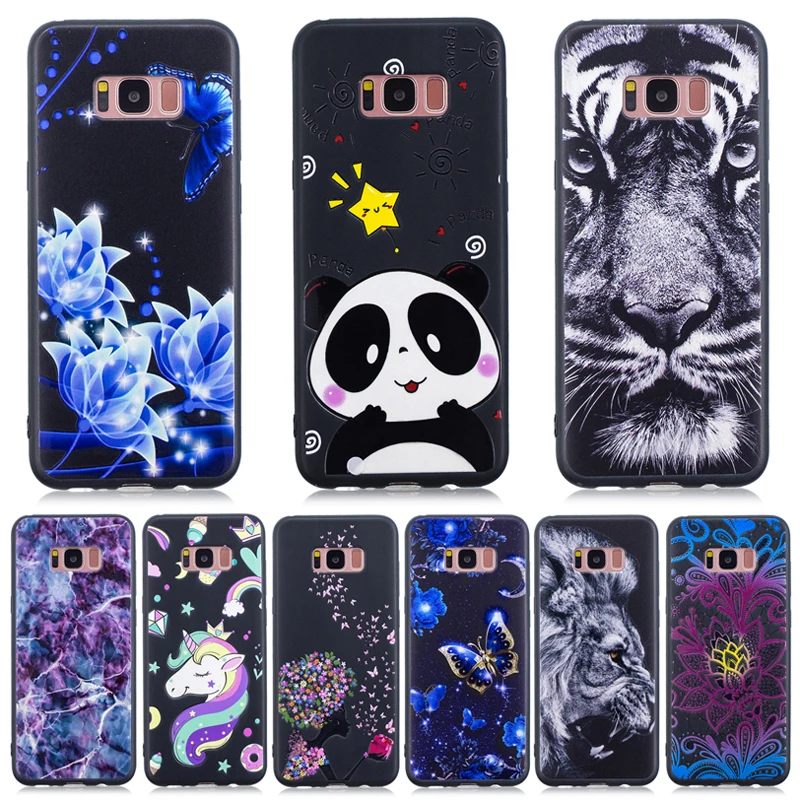 Luxury 3D Relief Varnish Soft TPU Silicone Phone Black Cases Cover Shell Coque Fundas Capa for Samsung Galaxy S8 S9 Plus Note 9 |