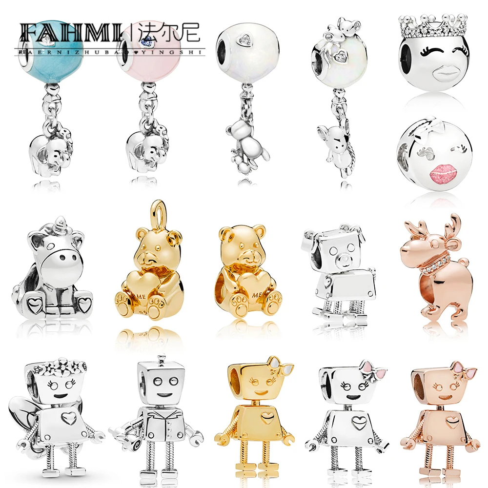 

FAHMI 100% 925 Sterling Silver Forever Family Friends BEAR Bella Rob Bot CHARM REINDEER ELEPHANT BALLOON PRINCESS UNICORN Beads