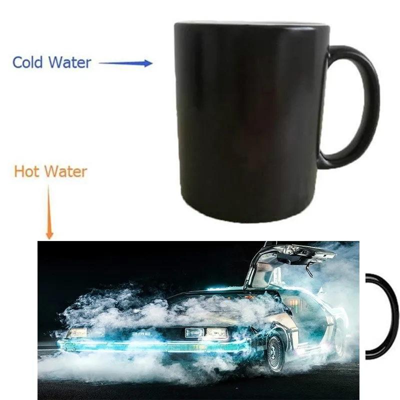 

Back To The Future DeLorean Supercar Magic Heat Reveal Heat Sensitive Mugs Changing Color Wine Coffee Mug