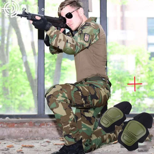 Тактическая Военная боевая униформа для страйкбола GEN3 рубашки и брюки с наколенниками Налокотники камуфляж Multicam охотничий снаряжение - Цвет: WOODLAND