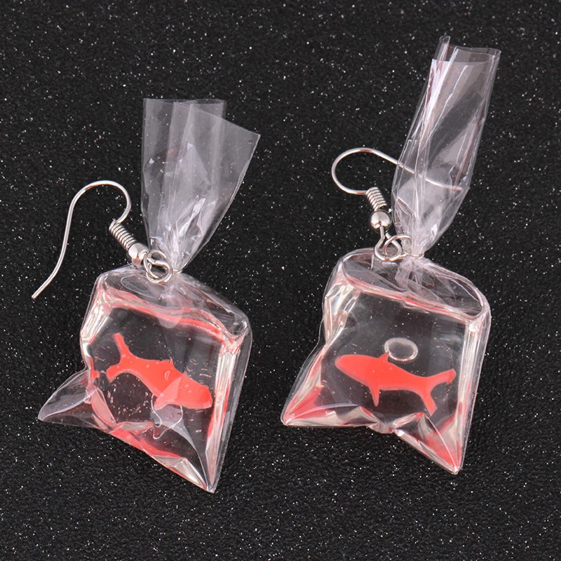 

Hot Transparent Bag Goldfish Dangle Earring Shellhard Bijoux Femme boucle d'oreille Drop Earrings Fashion Womens Jewelry Gift