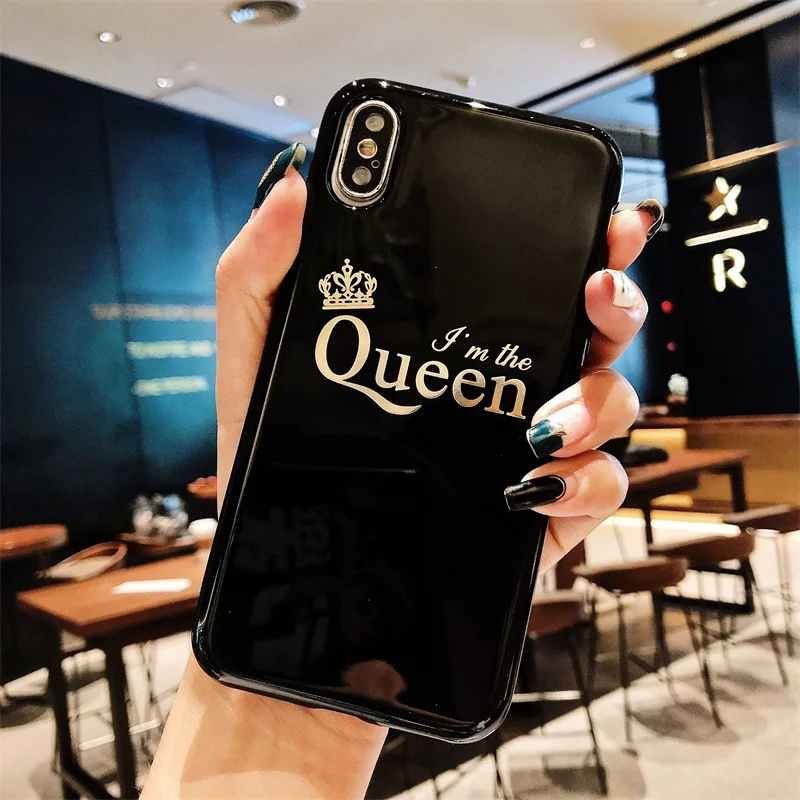 Чехол для телефона с изображением мультяшной короны, королевы, для iPhone XR, XS, MAX, 7, 8 Plus, мягкая задняя крышка для iPhone 6, 6s, силиконовый чехол для пары