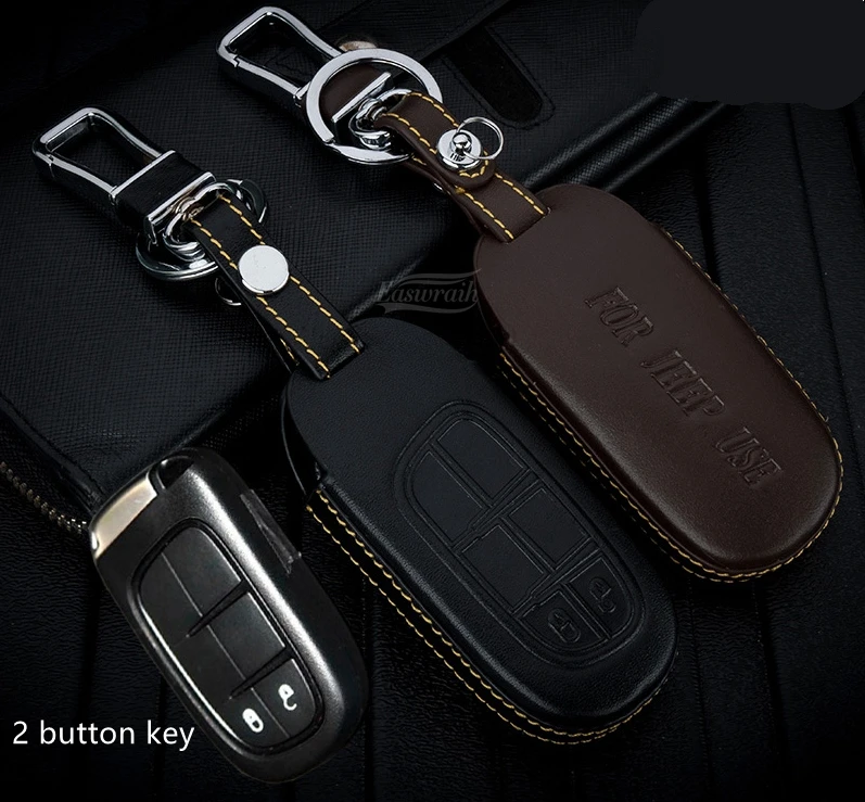 

2018 Gift Leather Car 4D Key Cover Wallet For Jeep Grand Cherokee Compass Longitude Patriot Renegade Patriot KeyCase Accessories