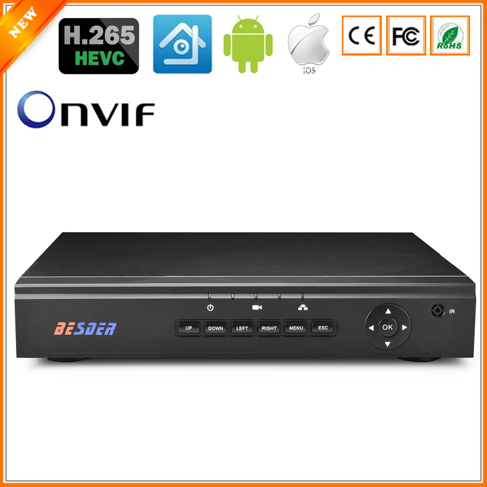 Besder H.265 сетевой видеорегистратор безопасности Макс 4 к H.265 CCTV NVR 4CH 5MP 8CH 4MP безопасности NVR для H.265/264 IP камеры