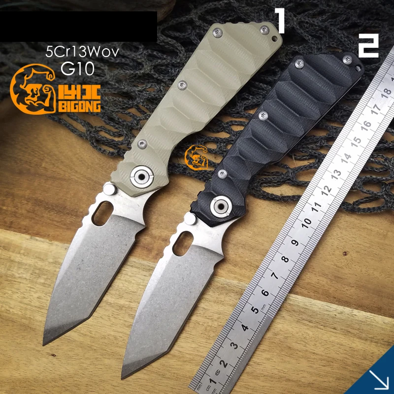 

High Quality BIGONG Folding Knives 5Cr13Wov Blade G10+ steel handle ZT Camping Outdoor STRIDER Knives Pocket EDCTools