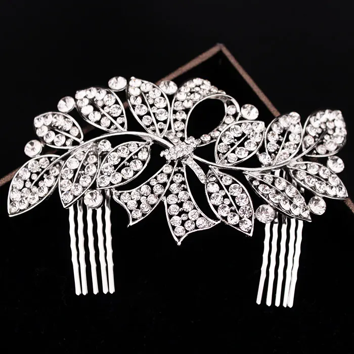 

2019 Elegant Wedding Bridal Hair Accessories Jewelry Luxury Crystal Rhinestone Leaf Comb Bridal Party Hair Comb Hairpin F1606