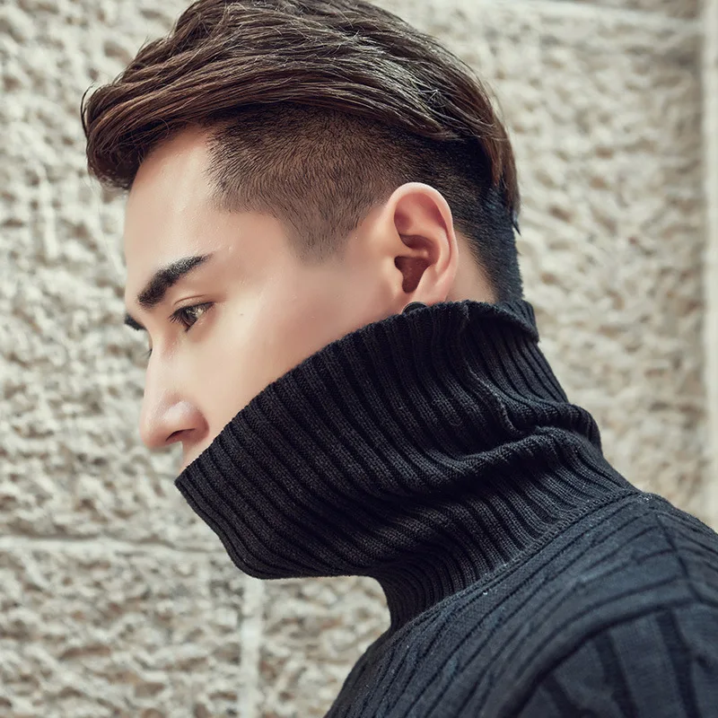 Mens Sweaters 2018 Pullovers Turtleneck Men Wool Sweater Men Clothes Mens Casual Loose Solid Men Winter Clothes Spliced Thin Top