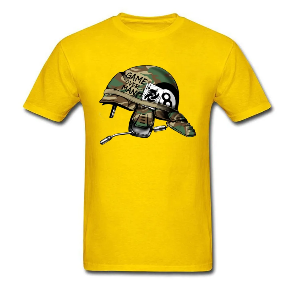 Geek Game Over Man Men's T-shirts Family Summer Fall Short Sleeve O-Neck 100% Cotton Tops Shirt Birthday Tee-Shirt Game Over Man yellow