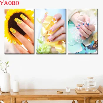 

3pcs/set 5D Diy Diamond Painting Cross Stitch Spa Body Makeup Nail Salon Mosaic Diamond Embroidery Sunflower Full Round Square