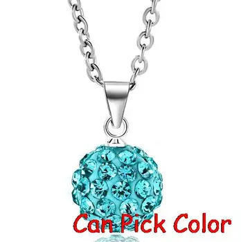 

new arrival 16 inch white mixed Fashion Rhinestones Silver Plated disco ball CZ ball Necklace Pendant Chain crystal
