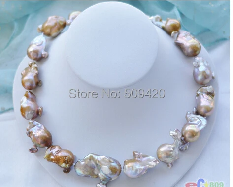 

W&O653 >>>>P3698 18" LAVENDER BAROQUE KESHI REBORN PEARL NECKLACE