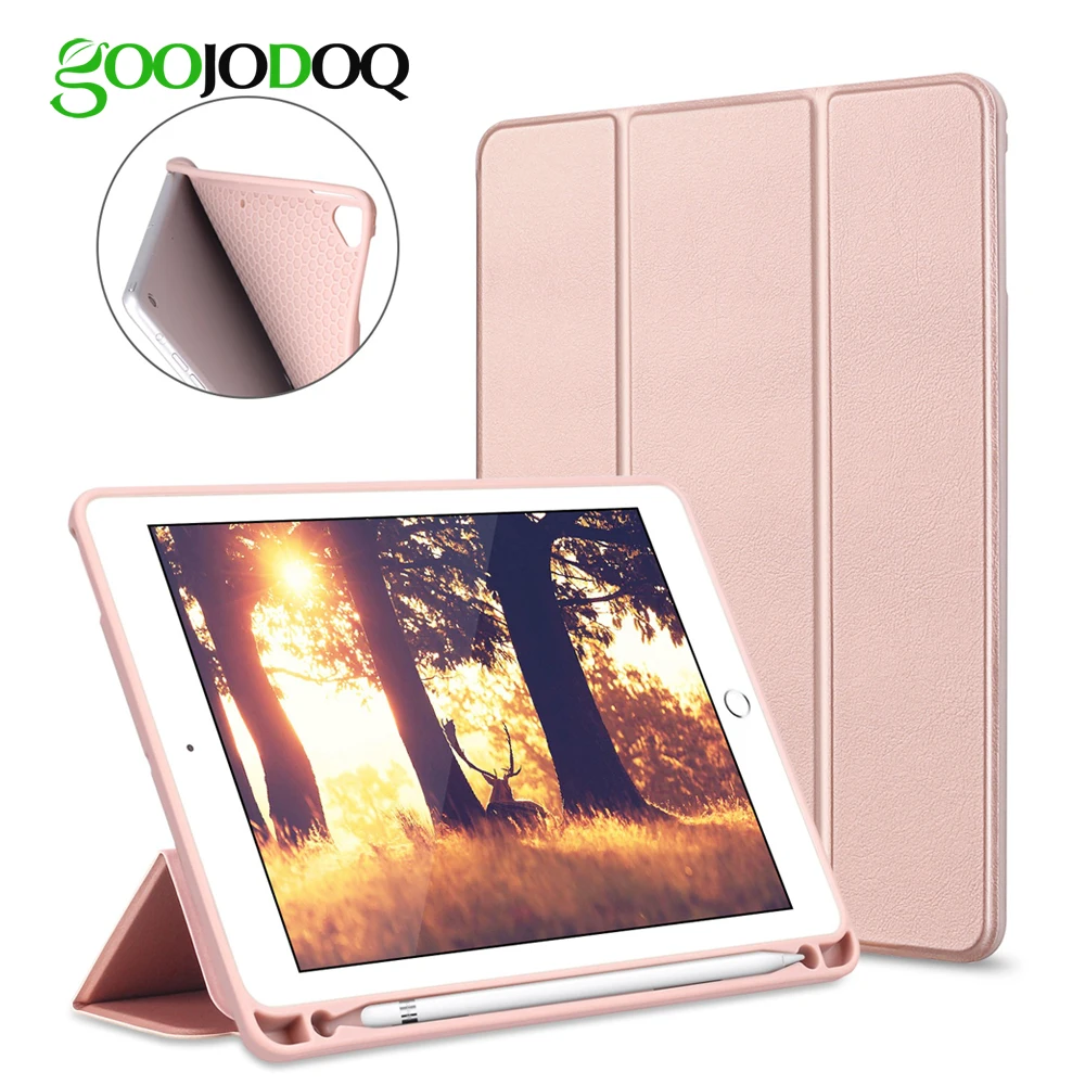 GOOJODOQ Smart Case For iPad 2018 9.7 2017 Pro 9.7 with Pencil Holder Silicone Soft Cover for Apple iPad Air 2 / Air Case Funda