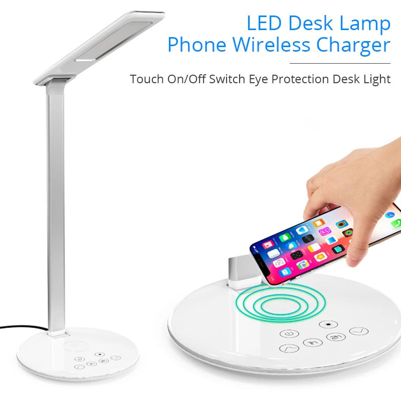 Ceny Lampa LED BONOLA bezprzewodowa ładowarka do iPhone Xr 8 plus XsMax przełącznik dotykowy lampa biurkowa Qi bezprzewodowe ładowanie do Samsung S10 S9 S8