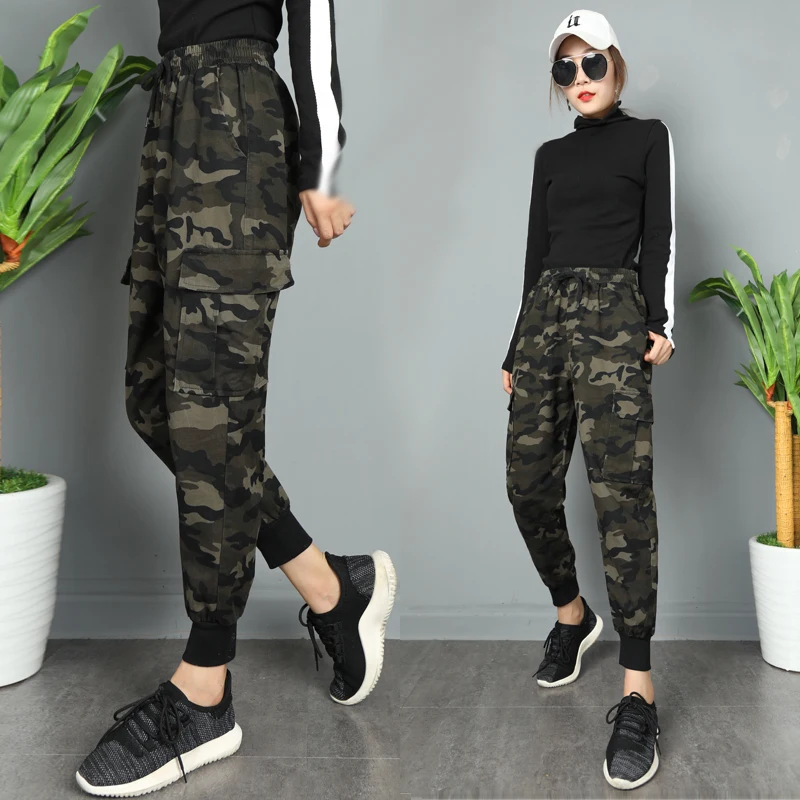 

2019 Fashion Military Camouflage pants women Army loose Camo Pants Trousers Street Jogger sweatpants