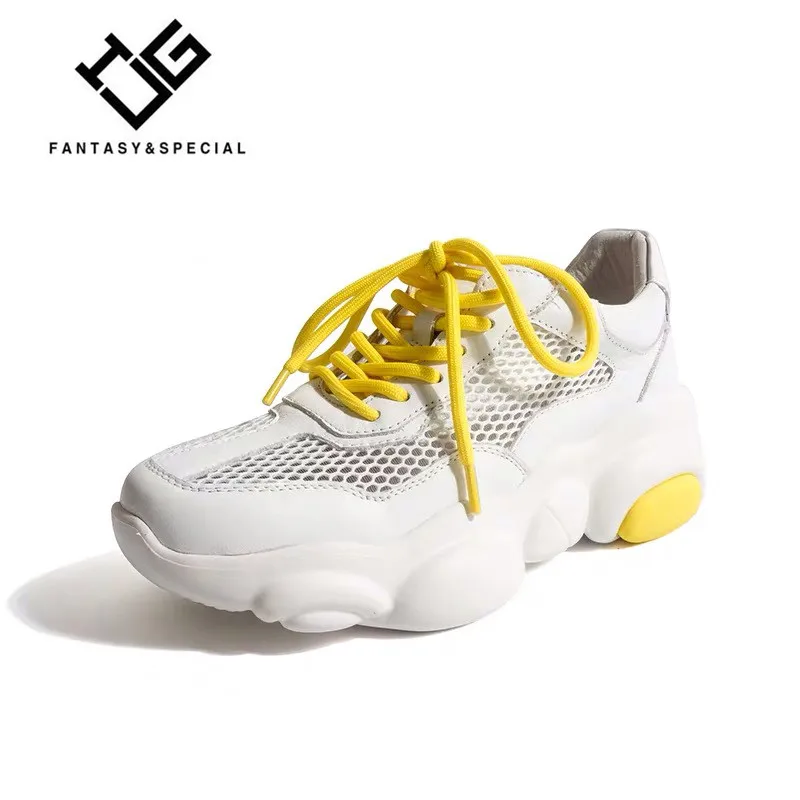 

IGU Sneaker Shoes Women Luxury Brand Bear Thick Sole Genuine Leather Zapatillas Mujer Plataforma Clunky Sneaker Ladies Dad Shoes