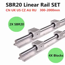 2 шт. SBR20 200-2000 мм линейный направляющий рельс и 4 шт. SBR20UU линейный подшипник блоки для ЧПУ Запчасти 20 мм линейный рельс