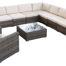 Всепогодный комплект софы ротанга мебели патио 9 шт. Плетеный