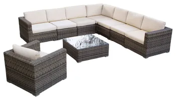 

All Weather 9 Piece Wicker Patio Furniture Rattan Sofa Set