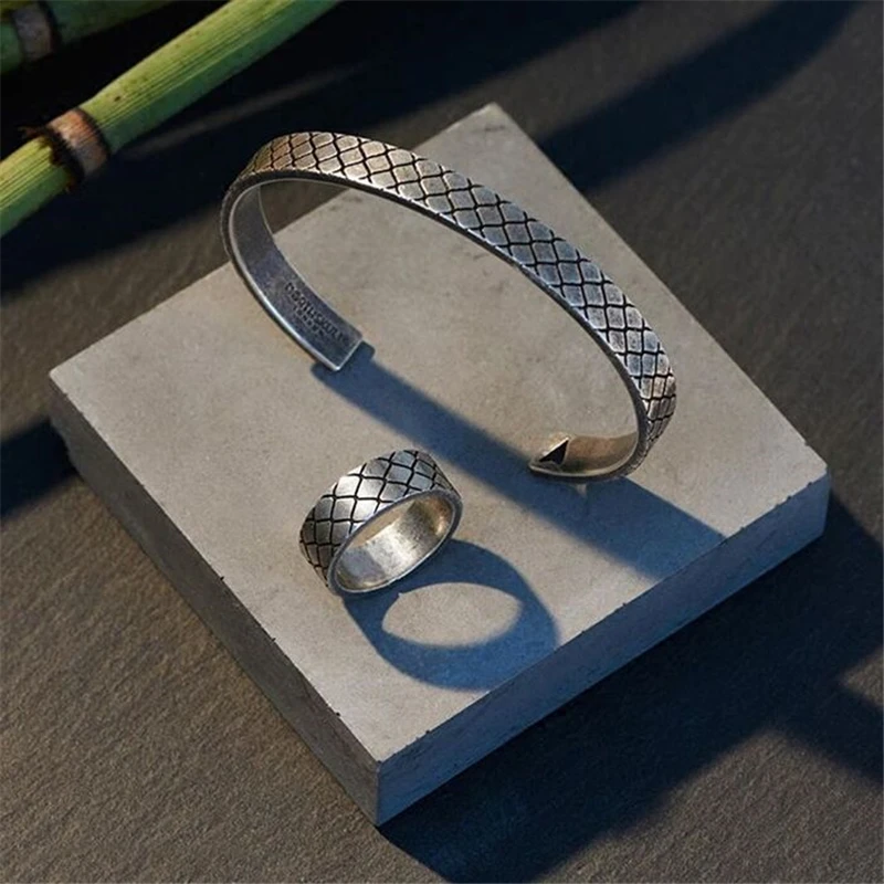 

Rings Bangles Jewelry Sets Stainless Steel Rings & Bracelet Jewelry Set Vintage Men Jewelry jewellery pulseiras anel masculino