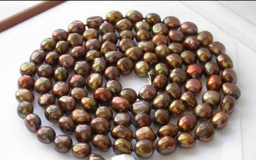 

Z2961 GREAT 50" 13mm coffee baroque freshwater pearl necklace 925silver mabe (A0511)
