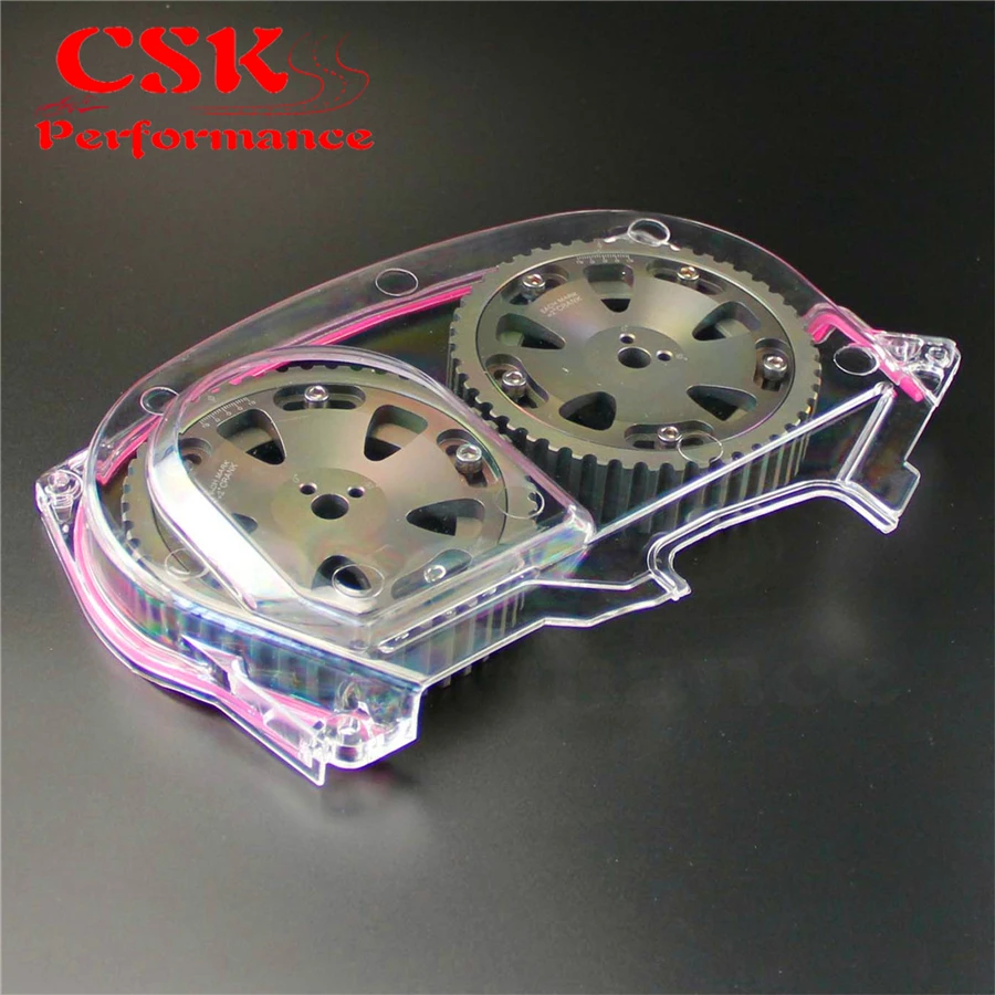Clear Timing Belt Cover + Cam Pulley Gear For Mitsubishi Lancer EVO 9