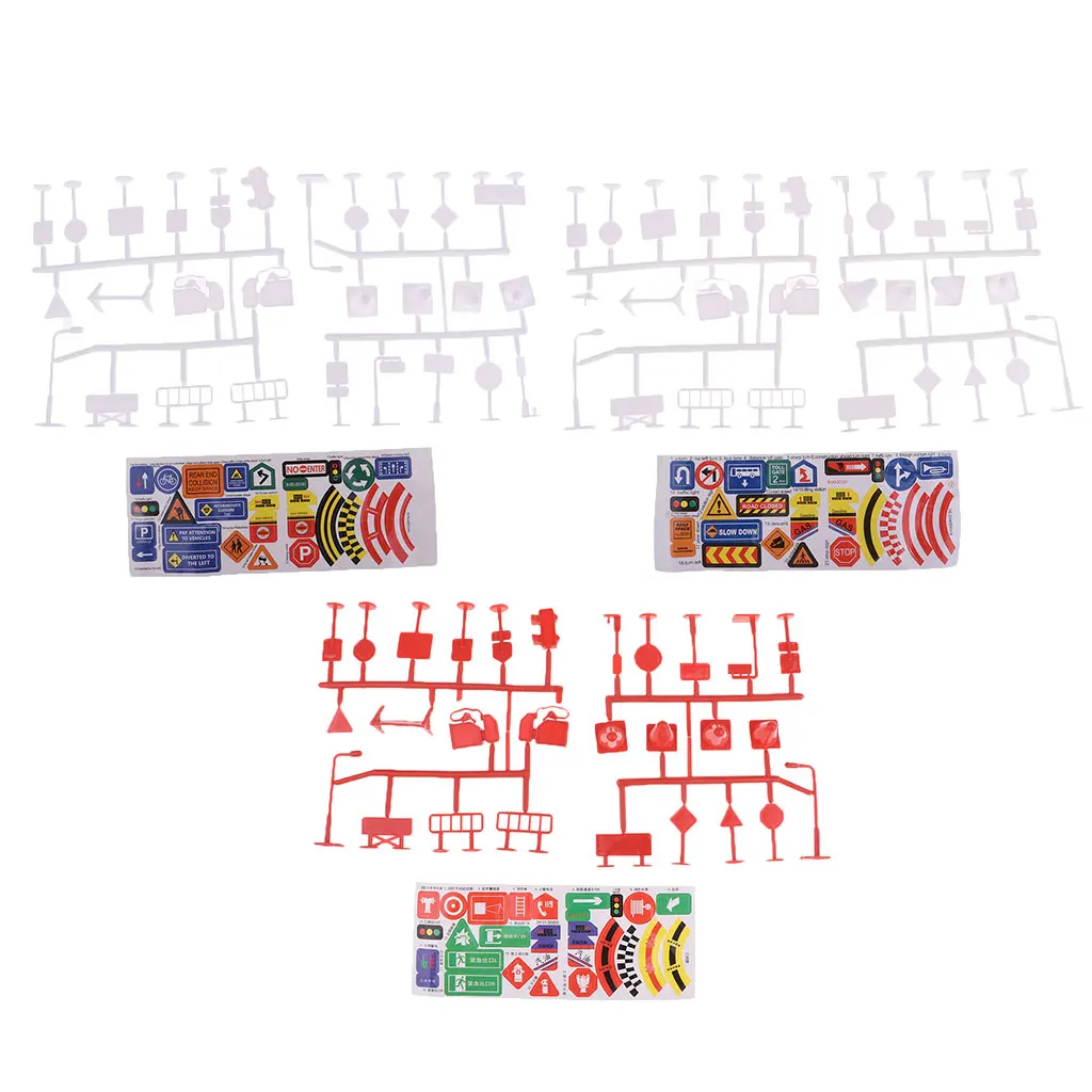 28pcs/pack Plastic Traffic Signs Road Sign Miniatures Kids Educational Toy