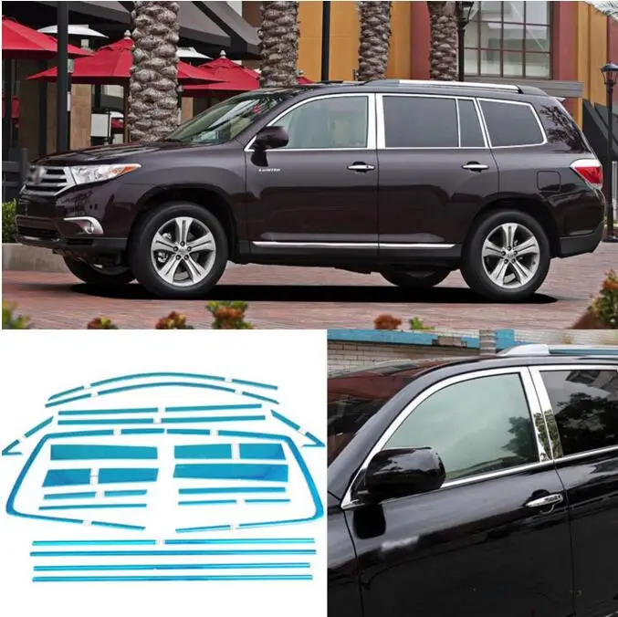 20pcs Door Window Frame Pillars Sill Molding Trim For Toyota Highlander
