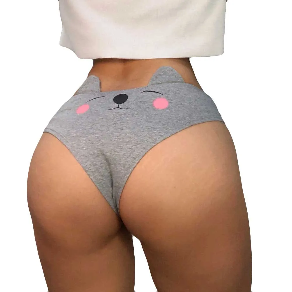Women Underwear Funny Lingerie Briefs Panties Thongs Cat Underwear