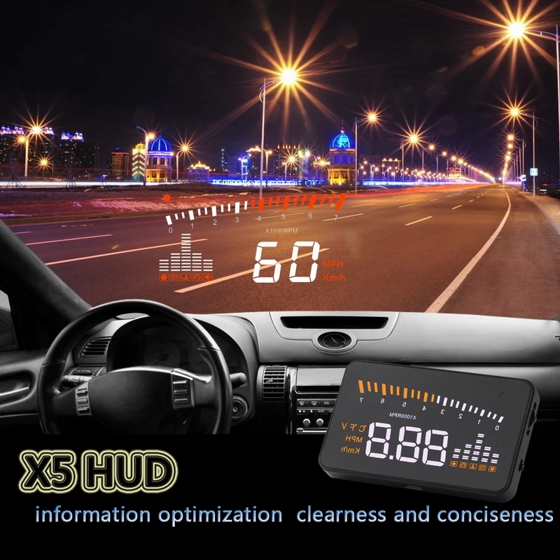 KUNIFNE автомобильный HUD Дисплей с головкой OBD2 Спидометр сверхскоростная