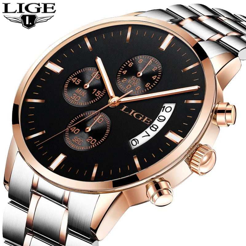 

LIGE Watches Mens Luxury Top Sports Fashion Brand Watch Business Casual Waterproof Luminous Quartz Men Watch Relogio Masculino