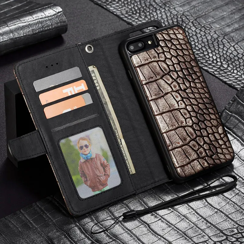 WHATIF для Iphone X XR XS Max Роскошный чехол-портмоне для Iphone 7 8 Plus X XS XR флип-кейс из крокодиловой кожи чехол для телефона - Цвет: Bronze