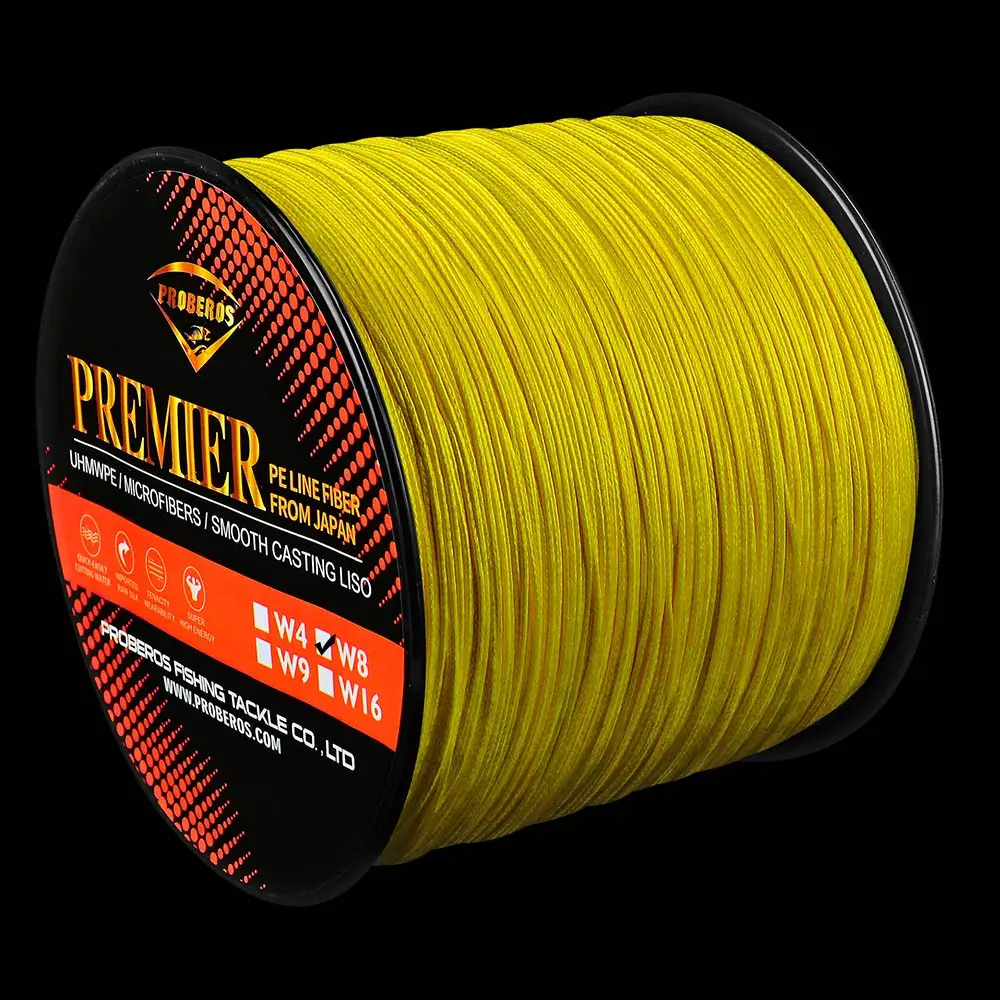 Proberos Fishline 8 стендов 300 м& 500 м& 1000 м рыболовная леска красный/зеленый/серый/желтый/синий 8 плетений плетеная леска 20LB-300LB PE леска - Цвет: Yellow