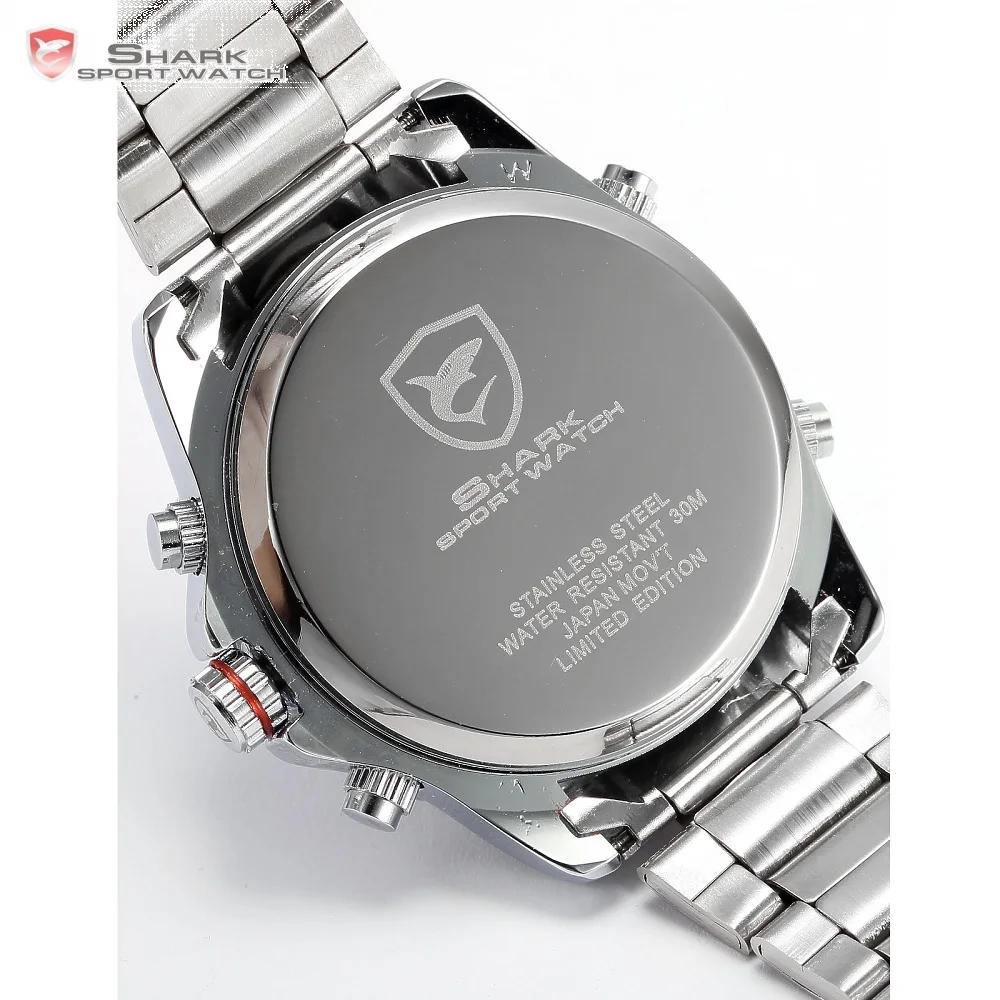 Mako SHARK Sport Watch Brand Luxury Silver Men's Army Digital LED Calendar Alarm Electronic Waterproof Steel Watches Male /SH003 Mako SHARK Sport Watch Brand Luxury Silver Men's Army Digital LED Calendar Alarm Electronic Waterproof Steel Watches Male /SH003