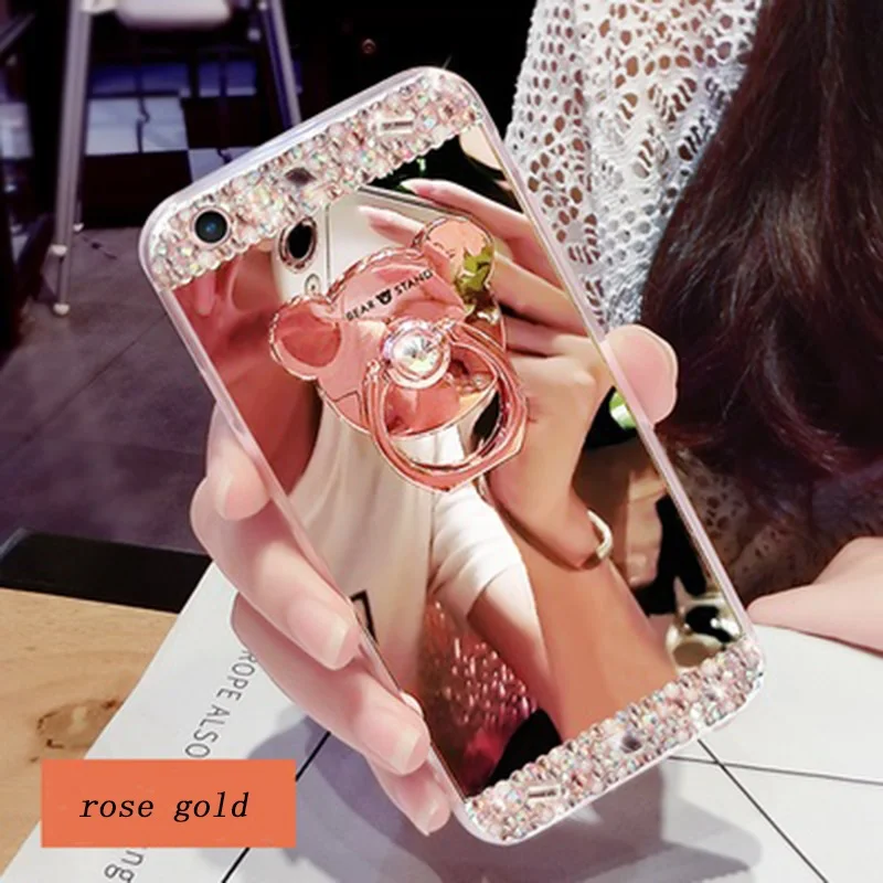 Алмазный блестящий чехол с зеркалом для Xiaomi 8 8E A 1 2 5S plus MAX MIX Flash 3D bear back Обложка Redmi