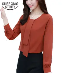 Новое поступление 2018 весна блузка женская's одежда с длинным рукавом женские модные однотонные Топы офис леди свободную рубашку d311 30