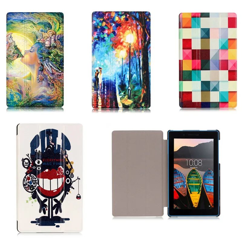 

CY Tri-Fold Painting Stand PU Leather Cute Fashion Case Cover For Lenovo Tab3 7 TB3-730M TB3-730F 7.0  Ultra Slim Tablet PC
