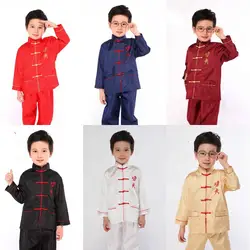 Новое поступление детская кунг-фу костюм мальчик Китайский народный костюм топ + Штаны Тан Костюмы для детей Национальный Тай-Чи Костюмы 89
