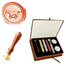 Custom Horse Running Picture Logo Wedding Wax Seal Stamp Sticks Box Set Kit Vintage