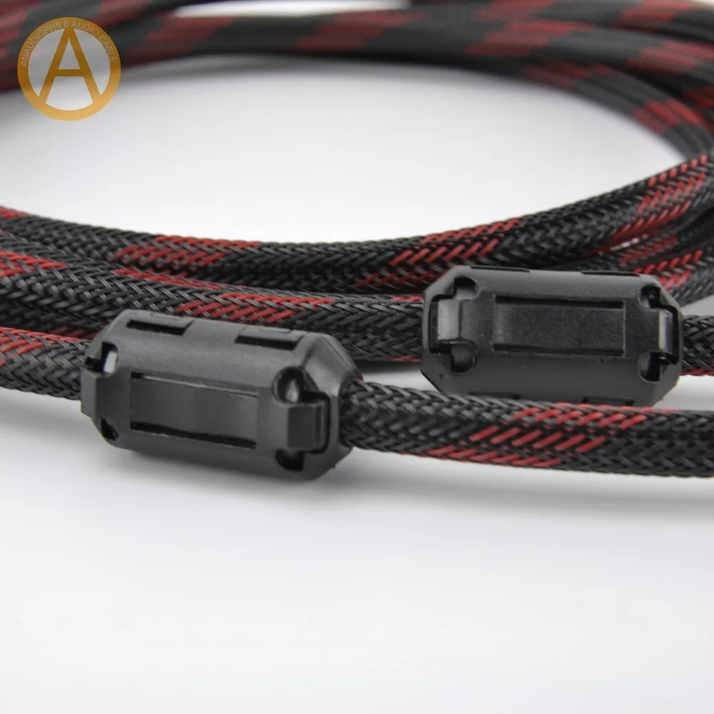 Hifi RCA Cable 4N OFC RCA Interconnect Cable 2RCA To 2RCA Male RCA Audio AV Cable Amplifier Preamplifier DAC Quad Ferrite Beads