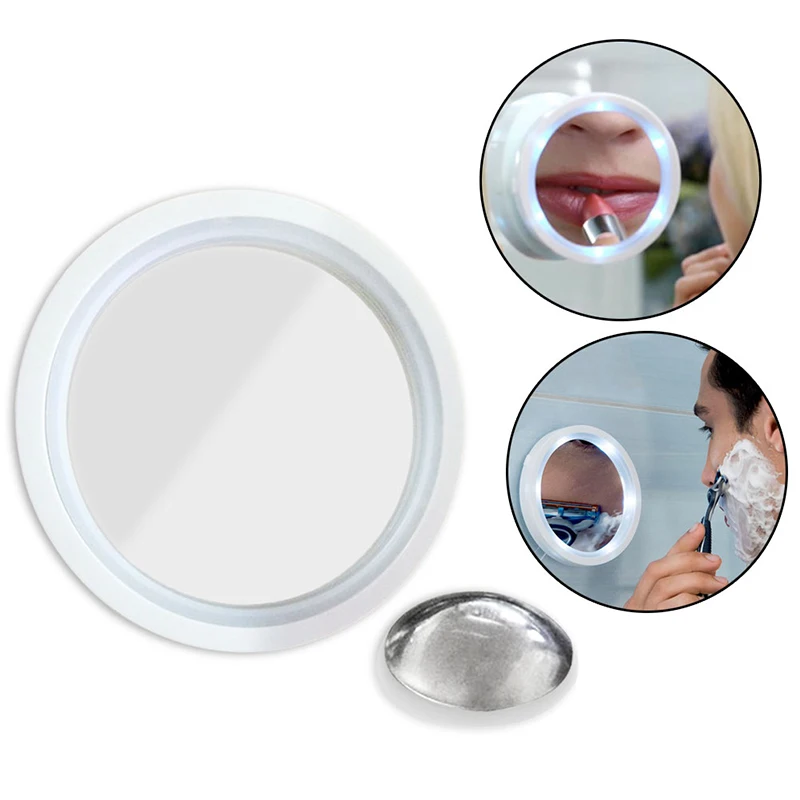 

New ABS& Stainless Steel Makeup Mirror with Sucker White Color Wall Hanging Mirror Bathroom Wall Mirror Accessories