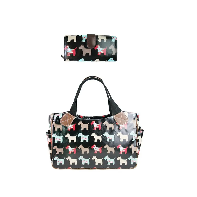 1 Set Bag Purse Women Men Scottie Dog Oilcloth Handbags Tote 1 Set Bag Purse Women Men Scottie