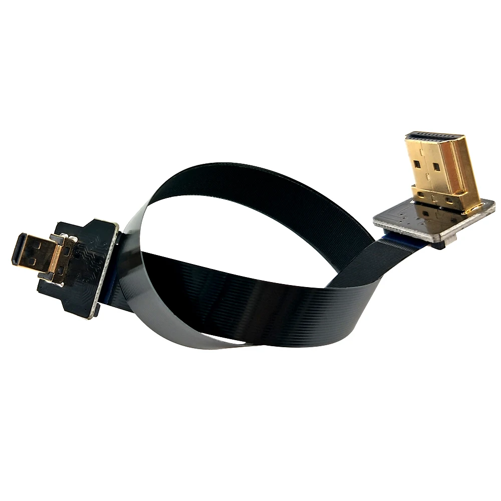 Danspeed جديد وصول fpv hdmi نوع لأعلى بزاوية ذكر إلى hdmi مايكرو لأعلى بزاوية 90 درجة ذكر شقة كابل الجوي التصوير