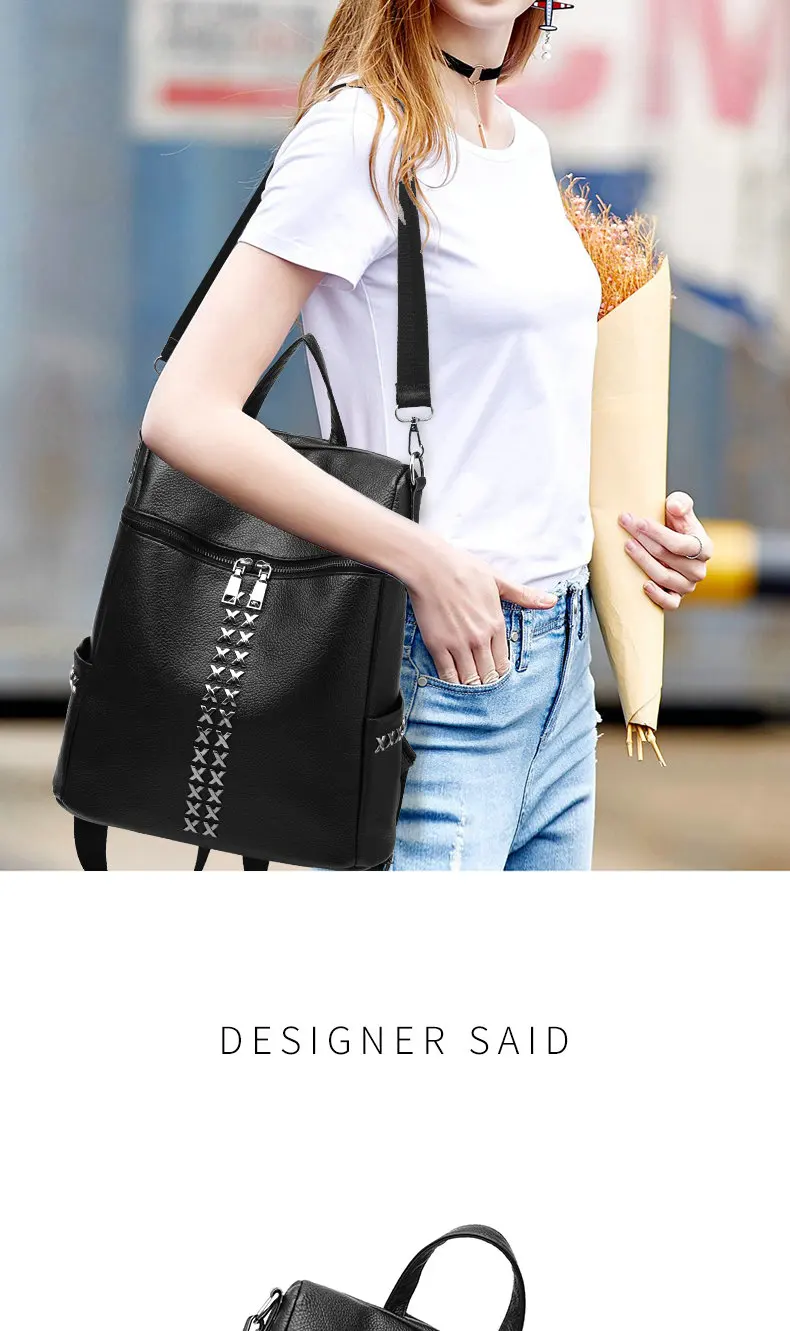 QIAOBAO, простой стильный женский рюкзак из искусственной кожи, рюкзаки для девочек-подростков, школьные сумки, модные винтажные однотонные черные сумки на плечо