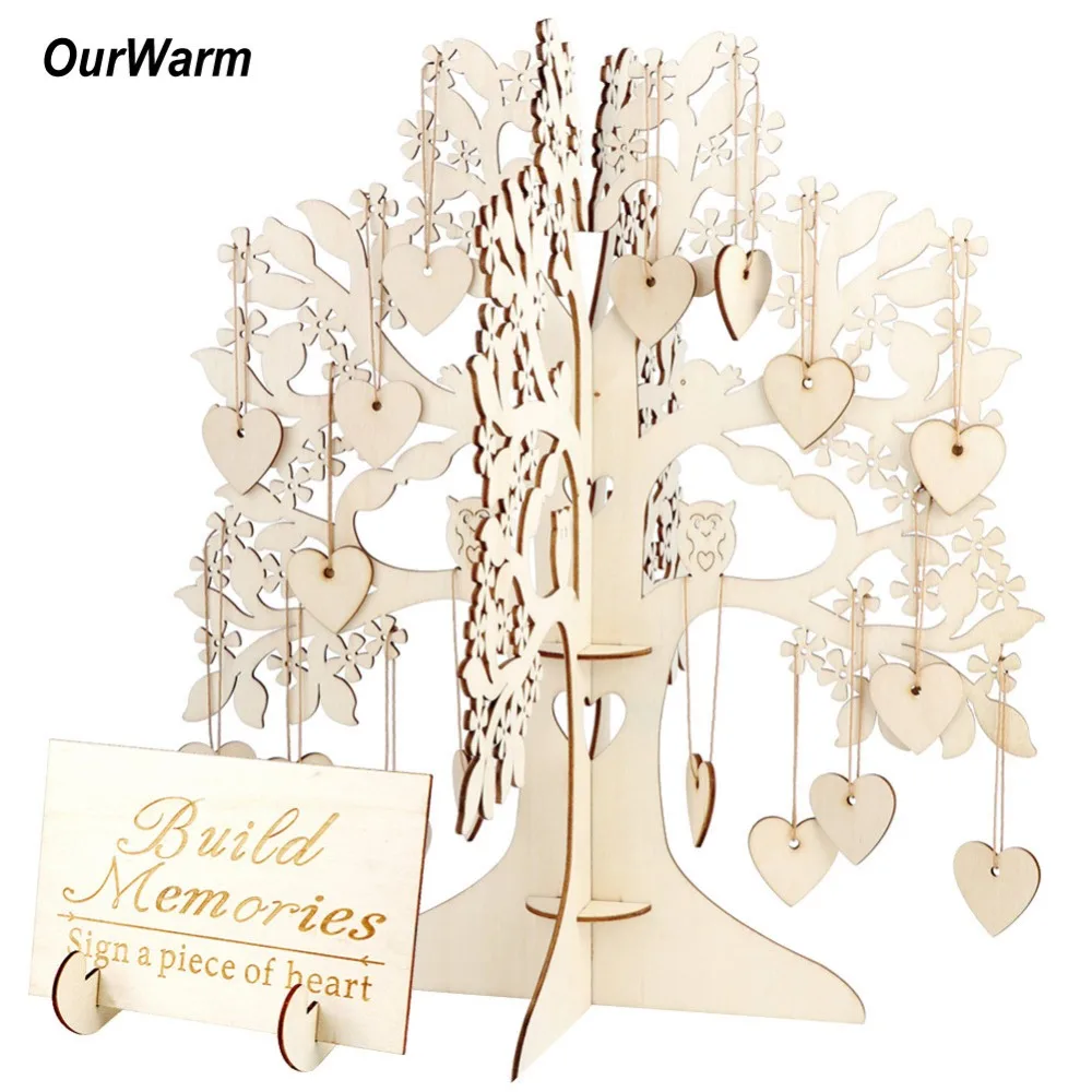 

OurWarm Wedding Wishing Tree Large Wooden Guest Book Alternative 3D Unique Guestbook Wedding Sign Vintage Wedding Decoration