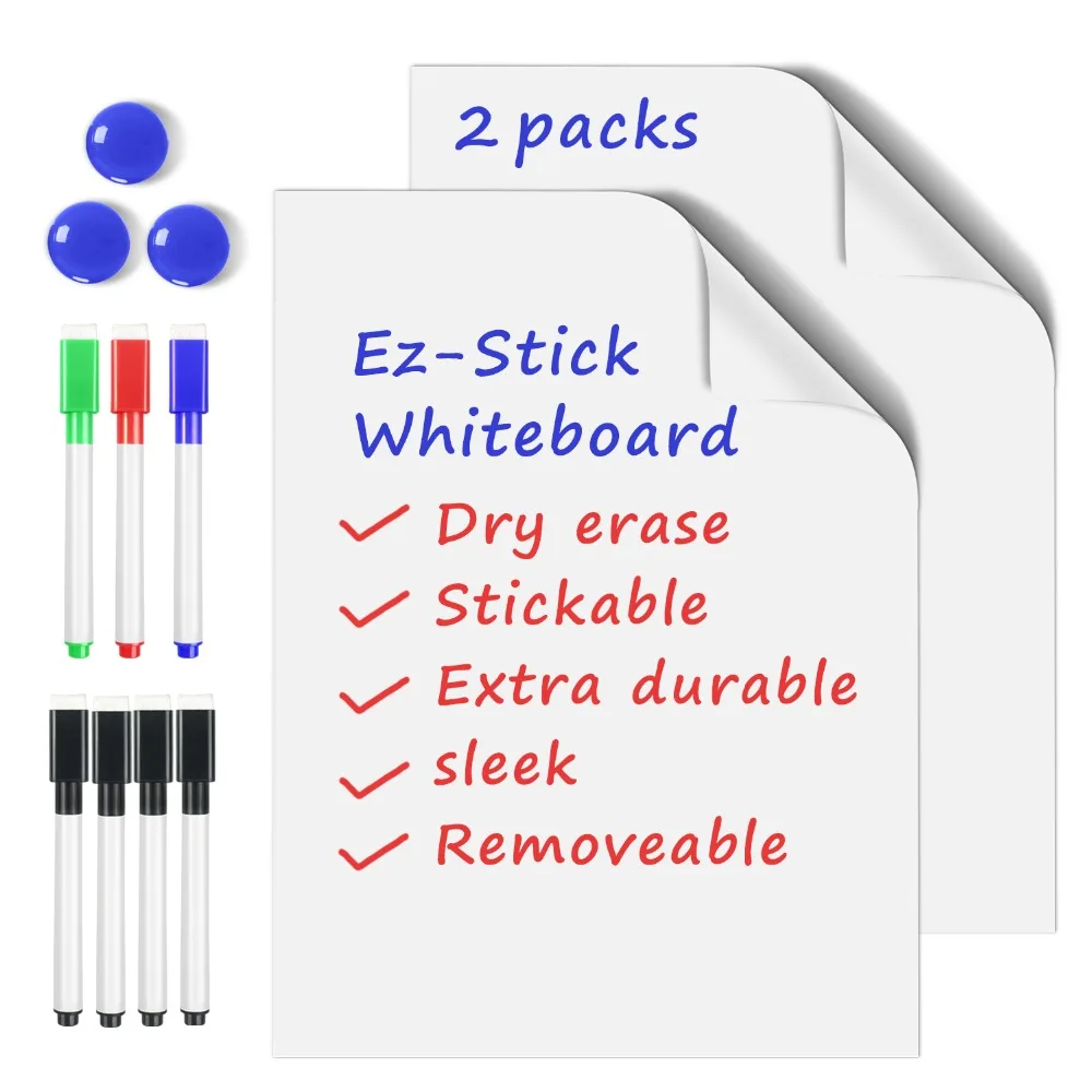 

NEWYES Dry Erase Board Paper 17x11inch 2 Packs of Self-Adhesive Roll Whiteboard Paper Wall Decal Sticker for Home Office